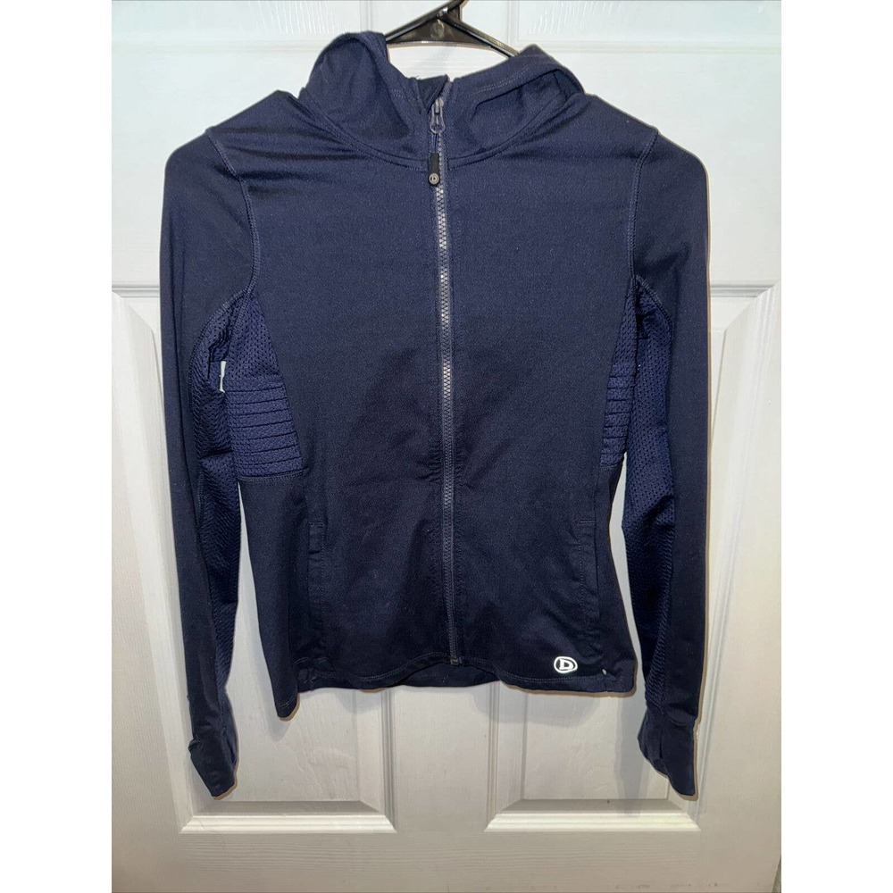 Dover Saddlery‎ Athletic Equestrian Navy Full Zip Jacket Hooded Girls Vented XL